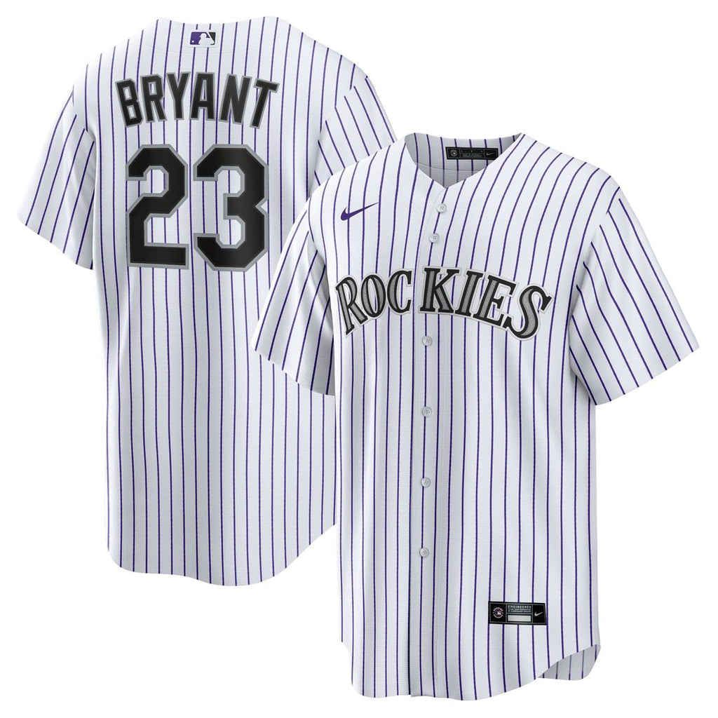 Colorado Rockies Kris Bryant Replica Jersey — White/Purple
