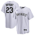 Colorado Rockies Kris Bryant Replica Jersey — White/Purple