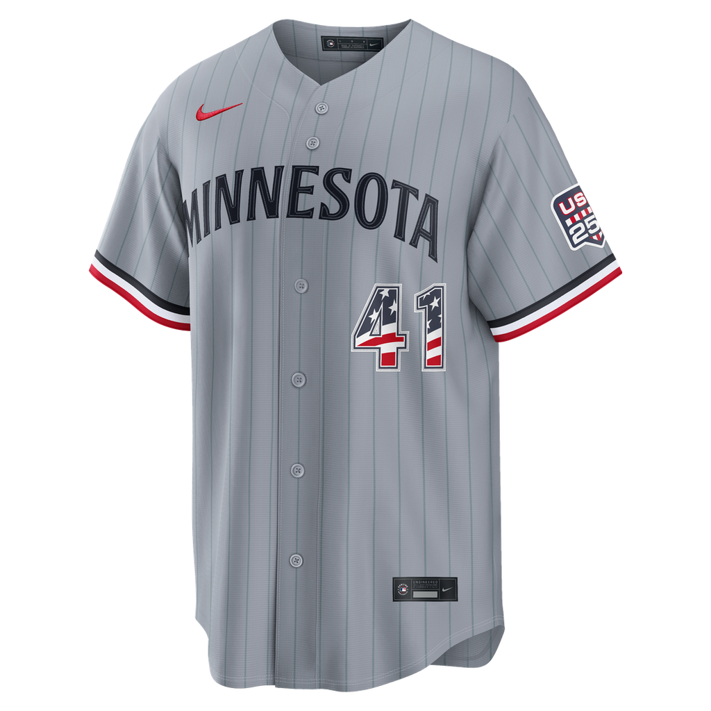 Minnesota Twins Joe Ryan USA 250 Fourth of July Road Stadium Jersey — Gray