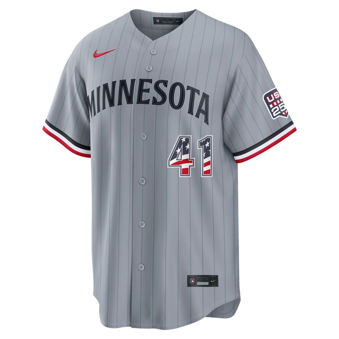 Minnesota Twins Joe Ryan USA 250 Fourth of July Road Stadium Jersey — Gray
