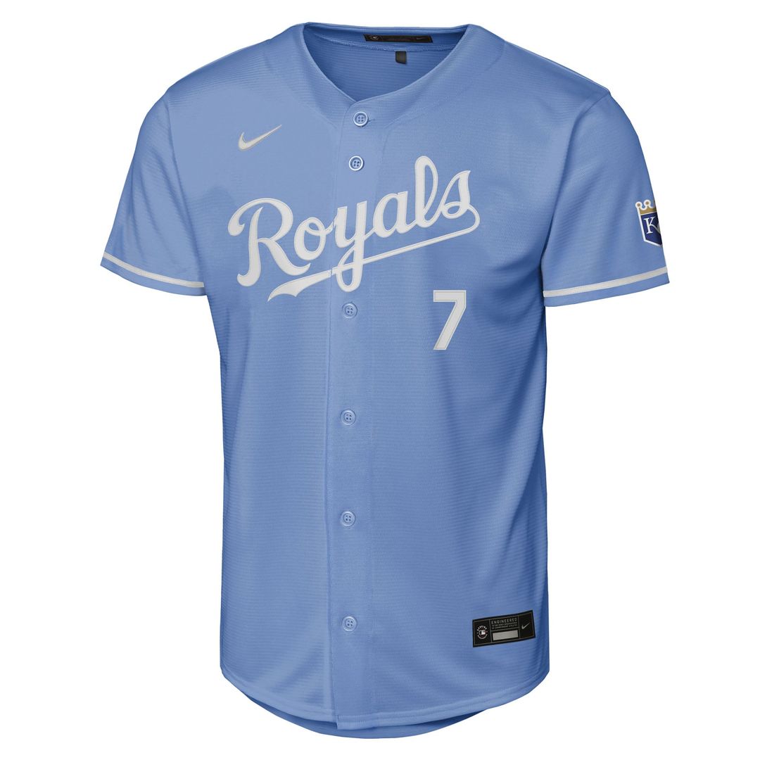 Kansas City Royals Bobby Witt Jr. Youth Alternate Stadium Jersey — Light Blue