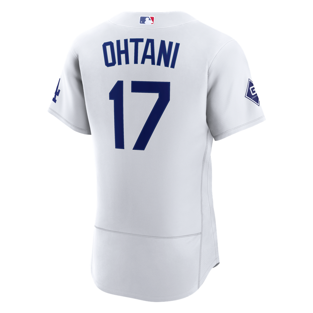 Los Angeles Dodgers Shohei Ohtani Home Authentic Sponsor Patch Jersey — White