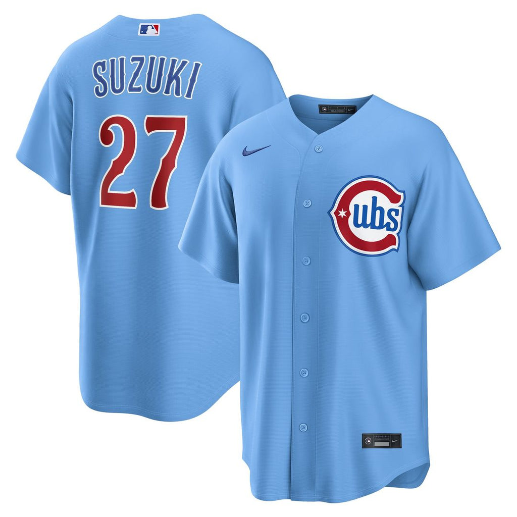 Chicago Cubs Seiya Suzuki Alternate Replica Jersey — Light Blue