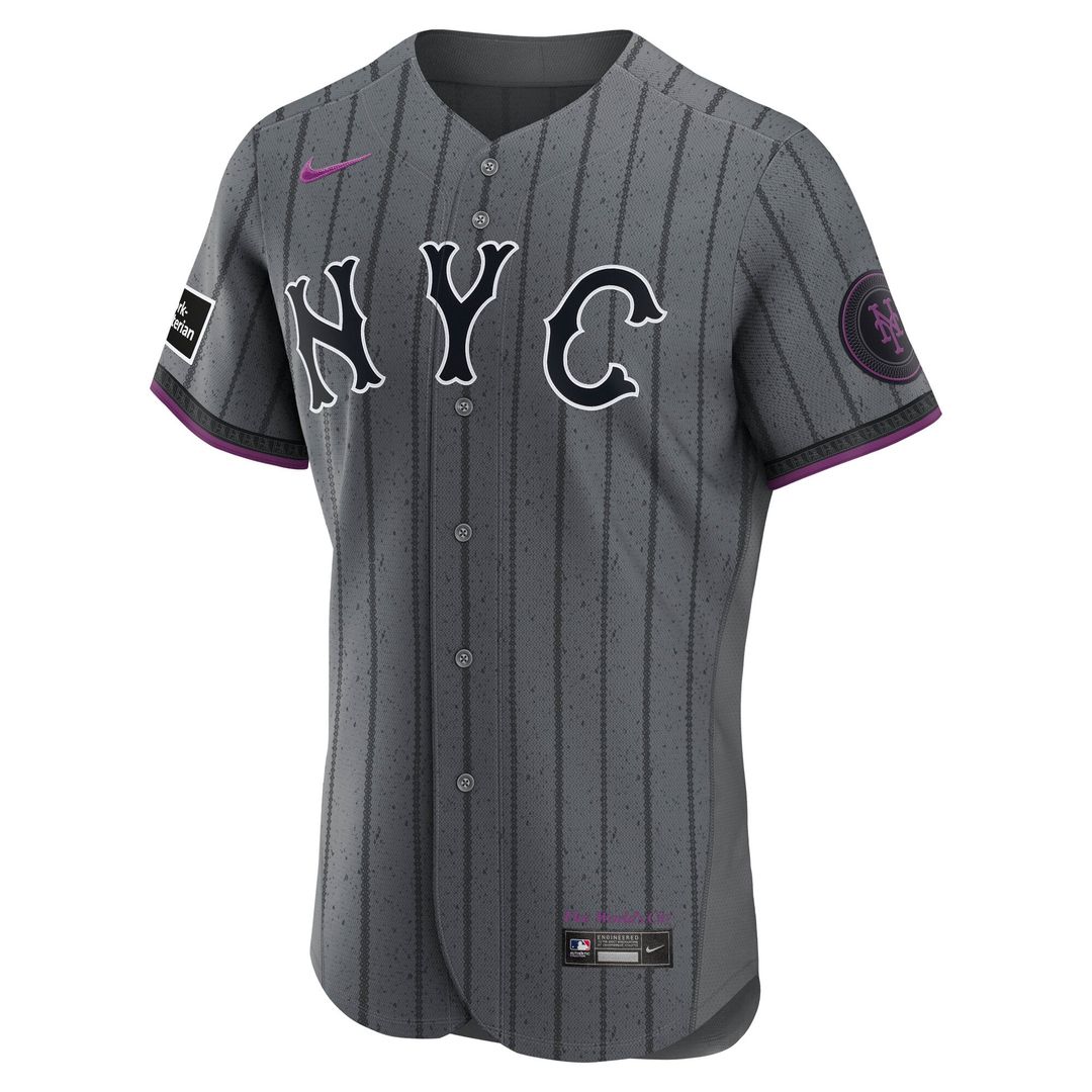 New York Mets Francisco Lindor City Connect Authentic Sponsor Patch Jersey — Gray