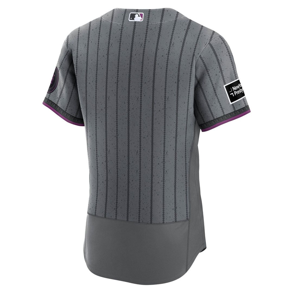 New York Mets City Connect Authentic Sponsor Patch Jersey — Gray