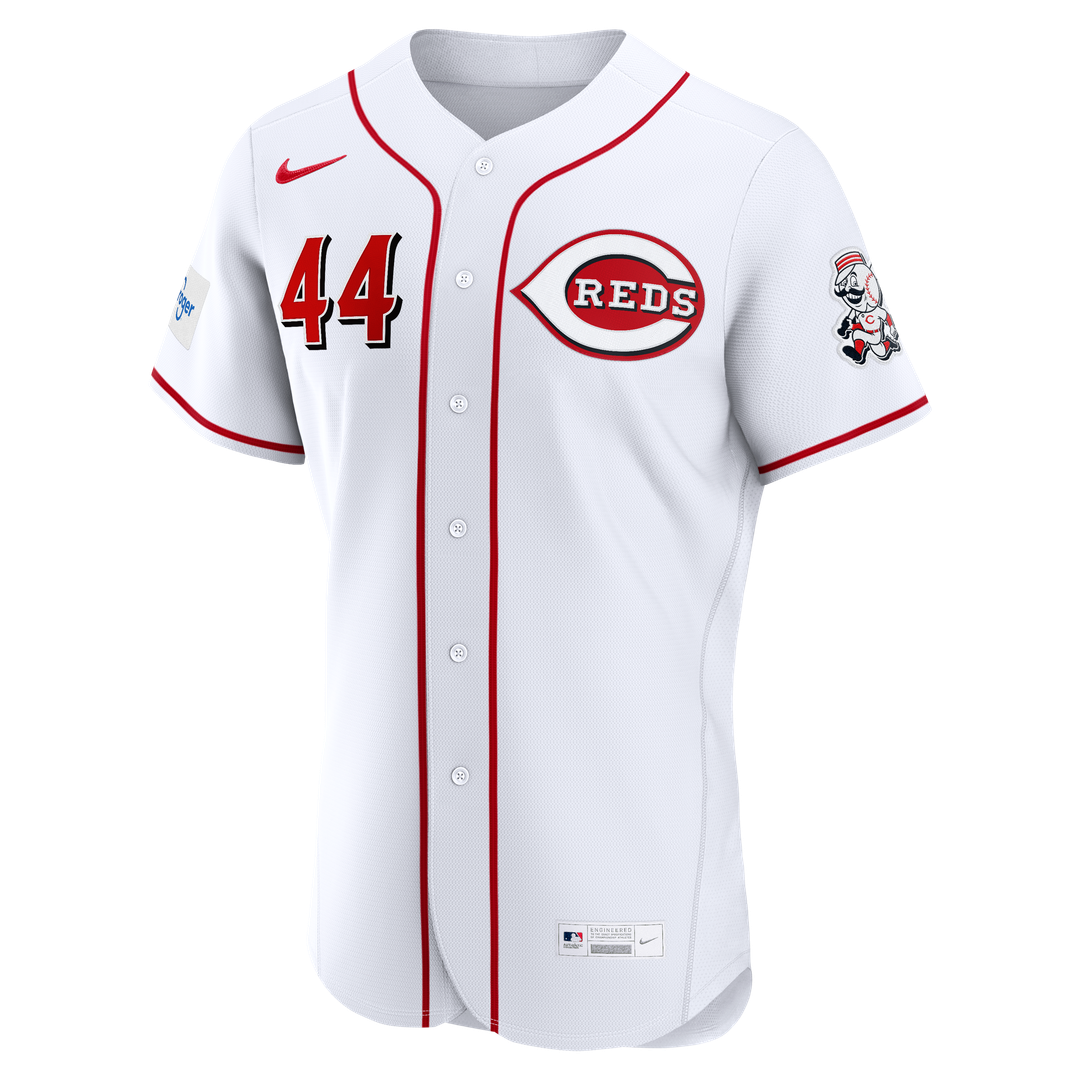 Cincinnati Reds Elly De La Cruz Home Authentic Sponsor Patch Jersey — White