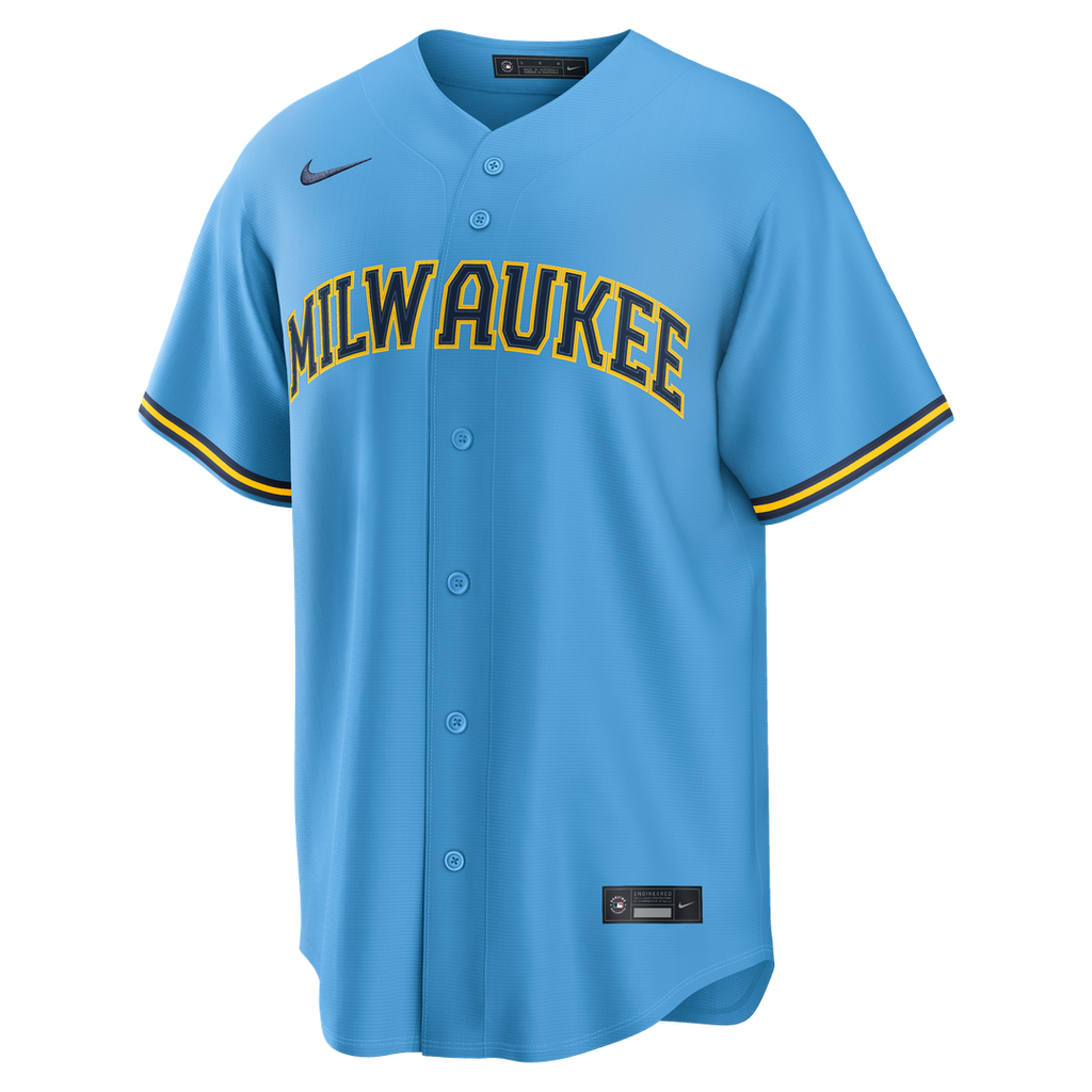 Milwaukee Brewers Jackson Chourio Road Replica Jersey — Light Blue