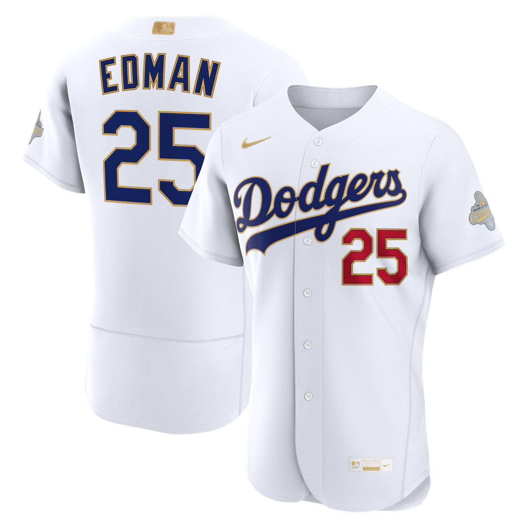 Los Angeles Dodgers Tommy Edman 2026 Gold Collection Authentic Jersey — White