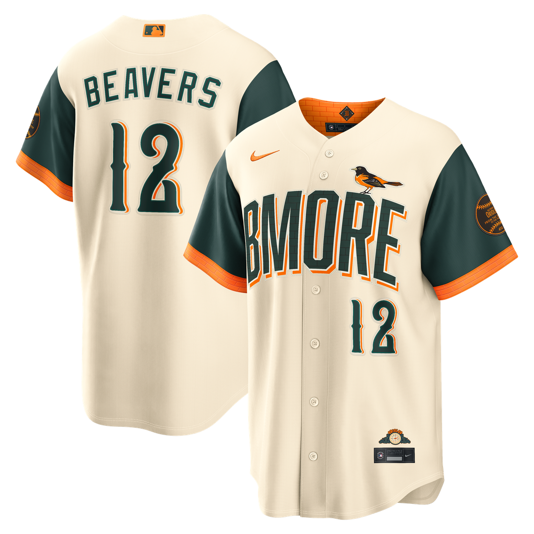 Baltimore Orioles Dylan Beavers 2026 City Connect Stadium Jersey — Cream