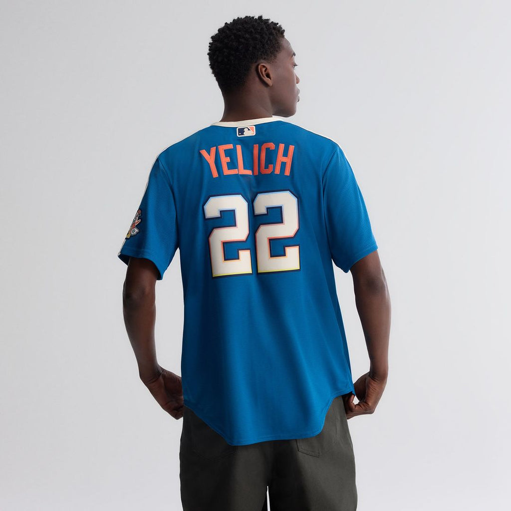 Milwaukee Brewers Christian Yelich 2026 City Connect Stadium Jersey — Mineral Blue