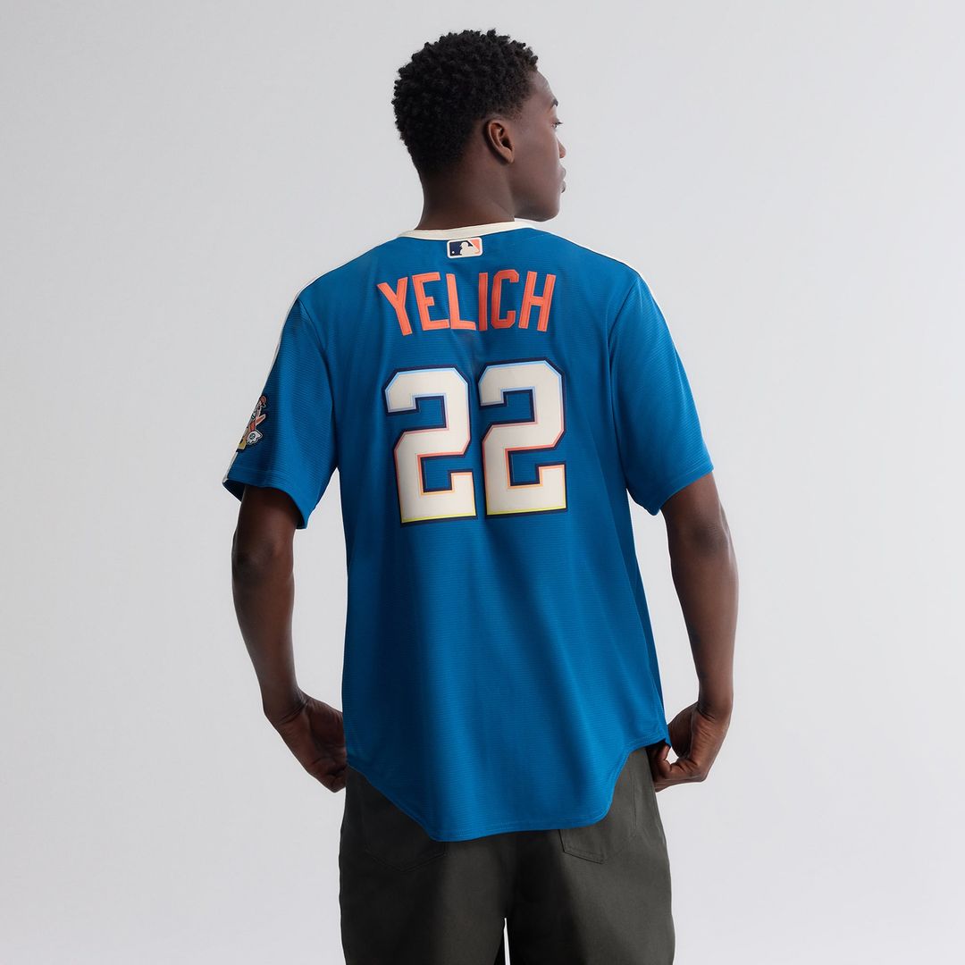 Milwaukee Brewers Christian Yelich 2026 City Connect Stadium Jersey — Mineral Blue