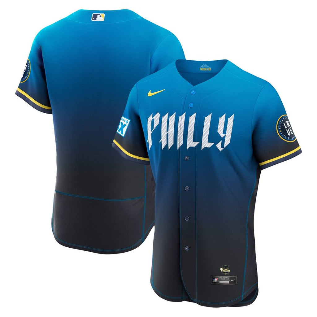 Philadelphia Phillies City Connect Authentic Sponsor Patch Jersey — Navy