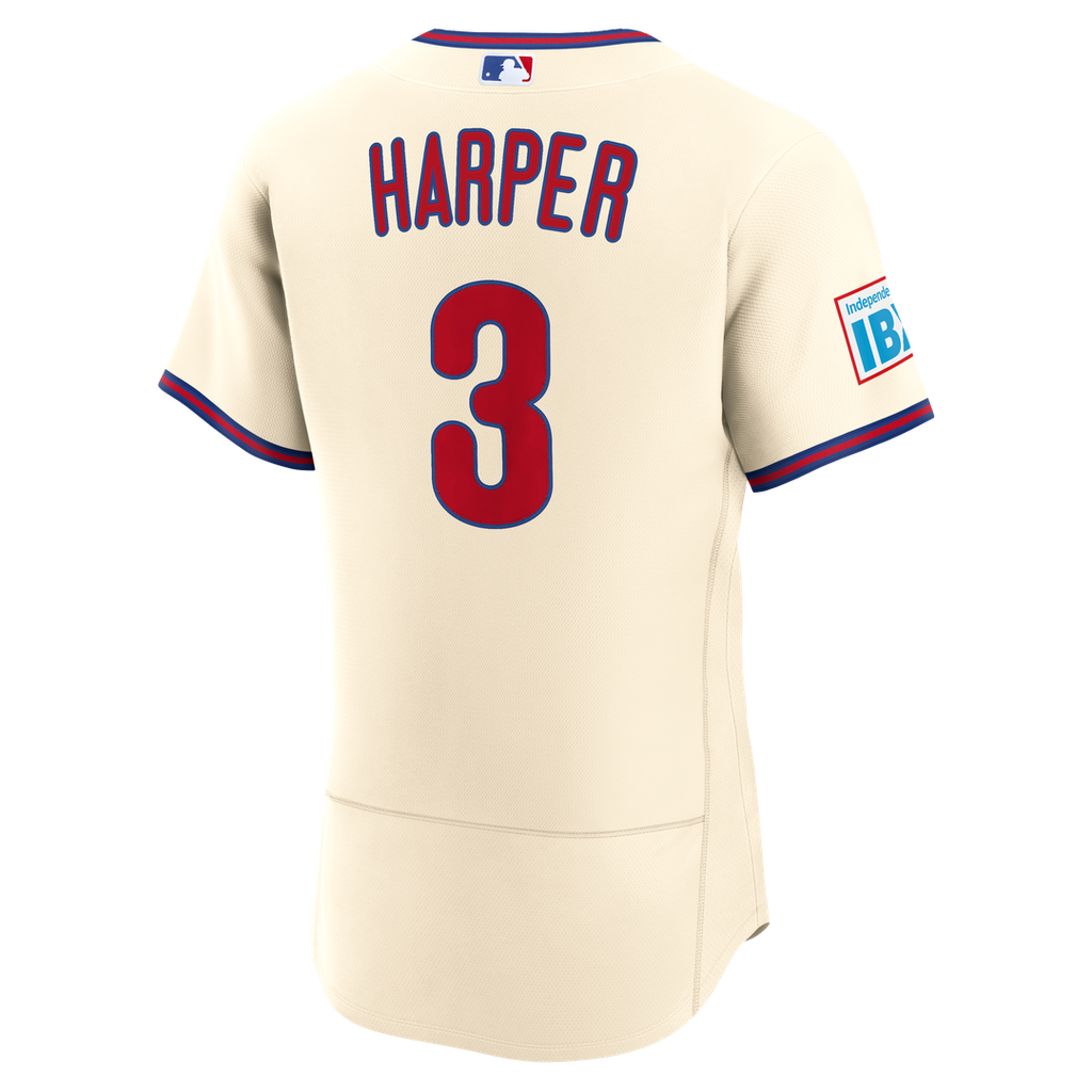 Philadelphia Phillies Bryce Harper Alternate Authentic Sponsor Patch Jersey — Cream