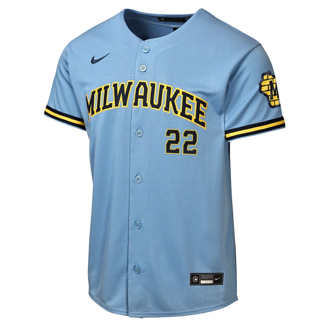 Milwaukee Brewers Christian Yelich Youth Home Stadium Jersey — Cream