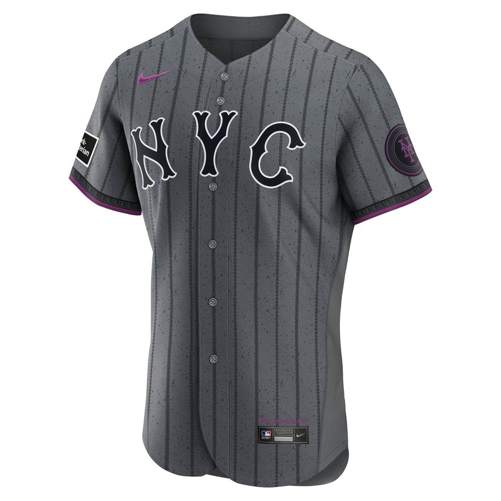 New York Mets City Connect Authentic Sponsor Patch Jersey — Gray