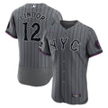 New York Mets Francisco Lindor City Connect Authentic Sponsor Patch Jersey — Gray