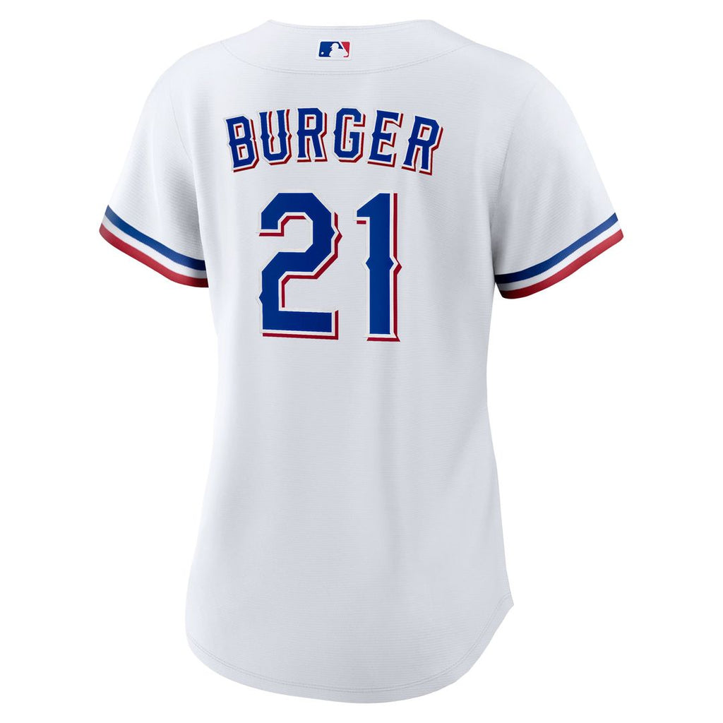 Texas Rangers Jake Burger Women's Home Replica Jersey — White