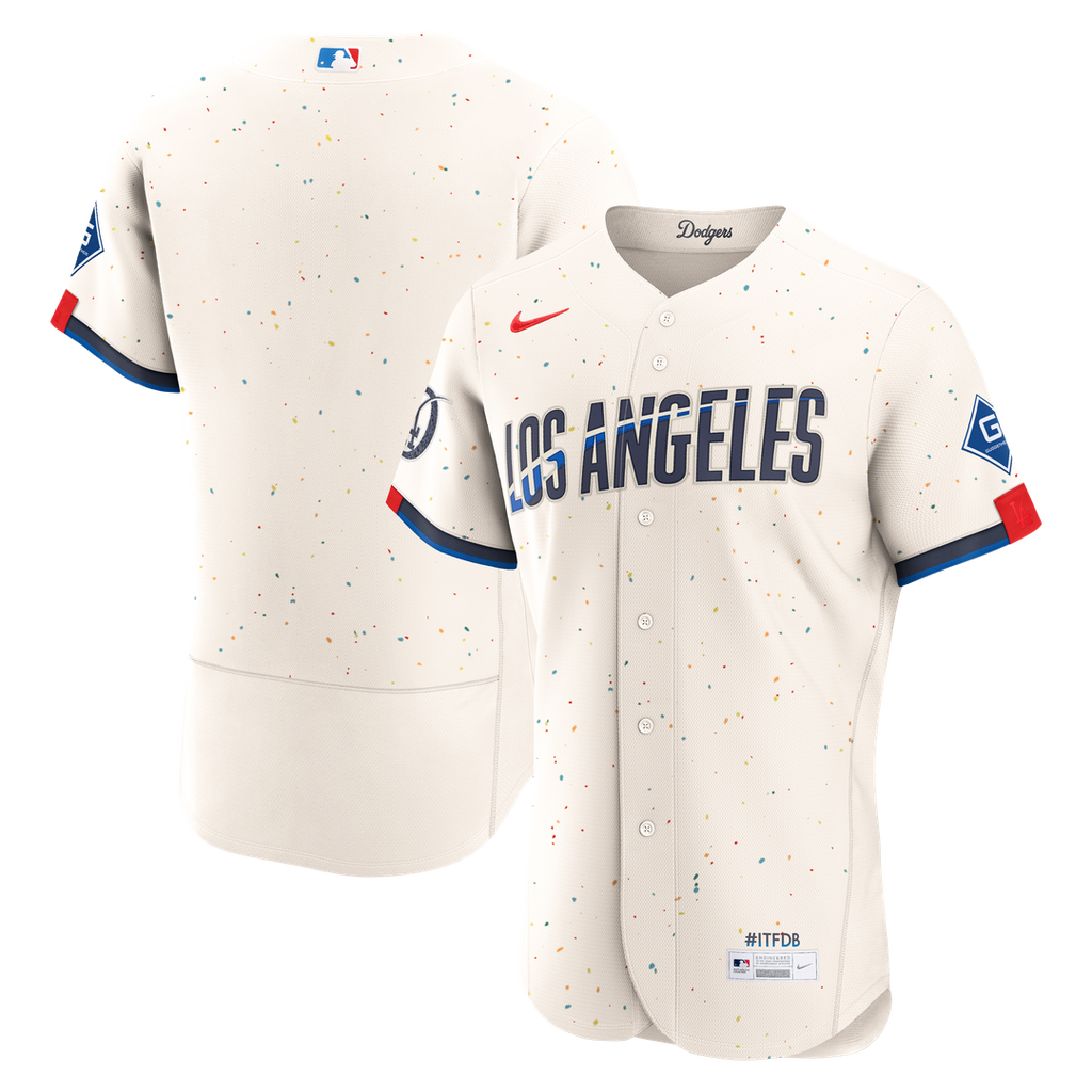 Los Angeles Dodgers City Connect Authentic Sponsor Patch Jersey — Cream