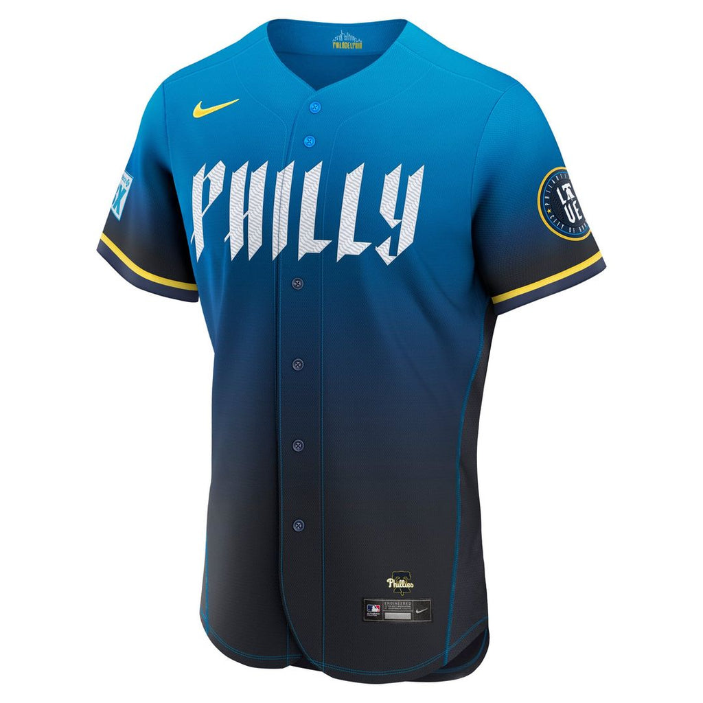 Philadelphia Phillies Bryce Harper City Connect Authentic Sponsor Patch Jersey — Blue