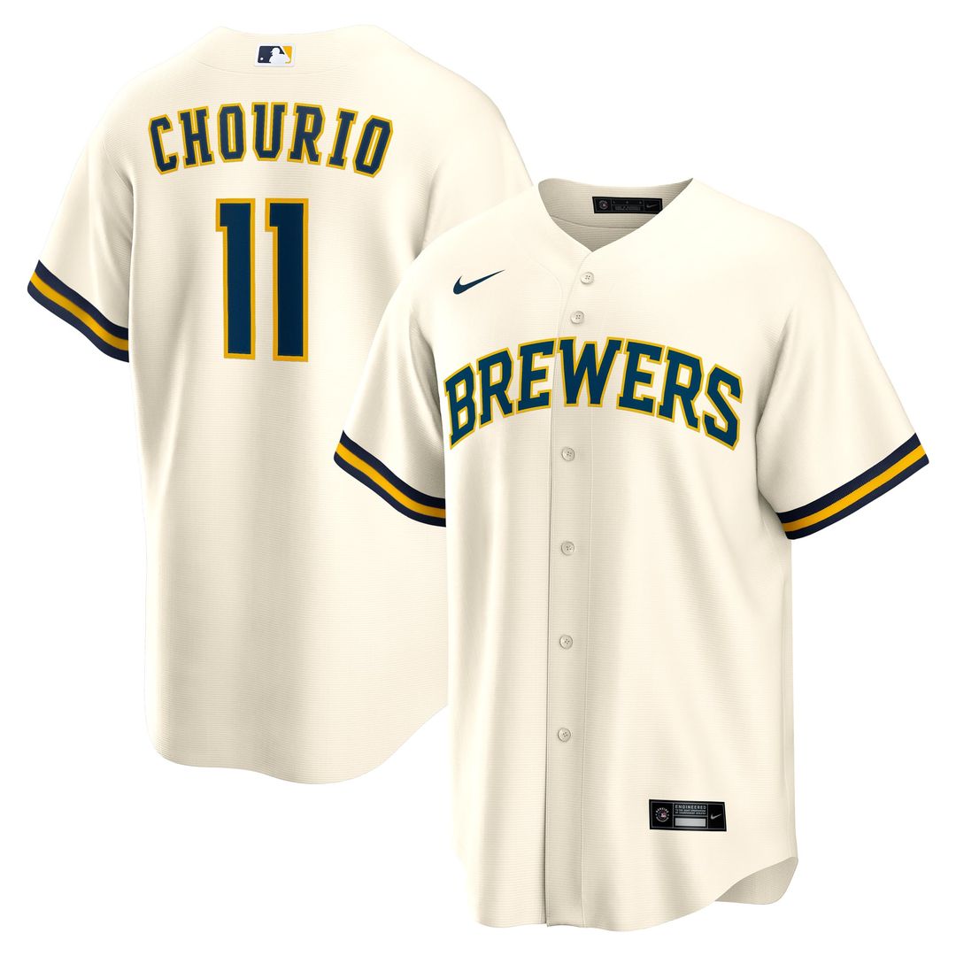 Milwaukee Brewers Jackson Chourio Home Replica Jersey — Cream
