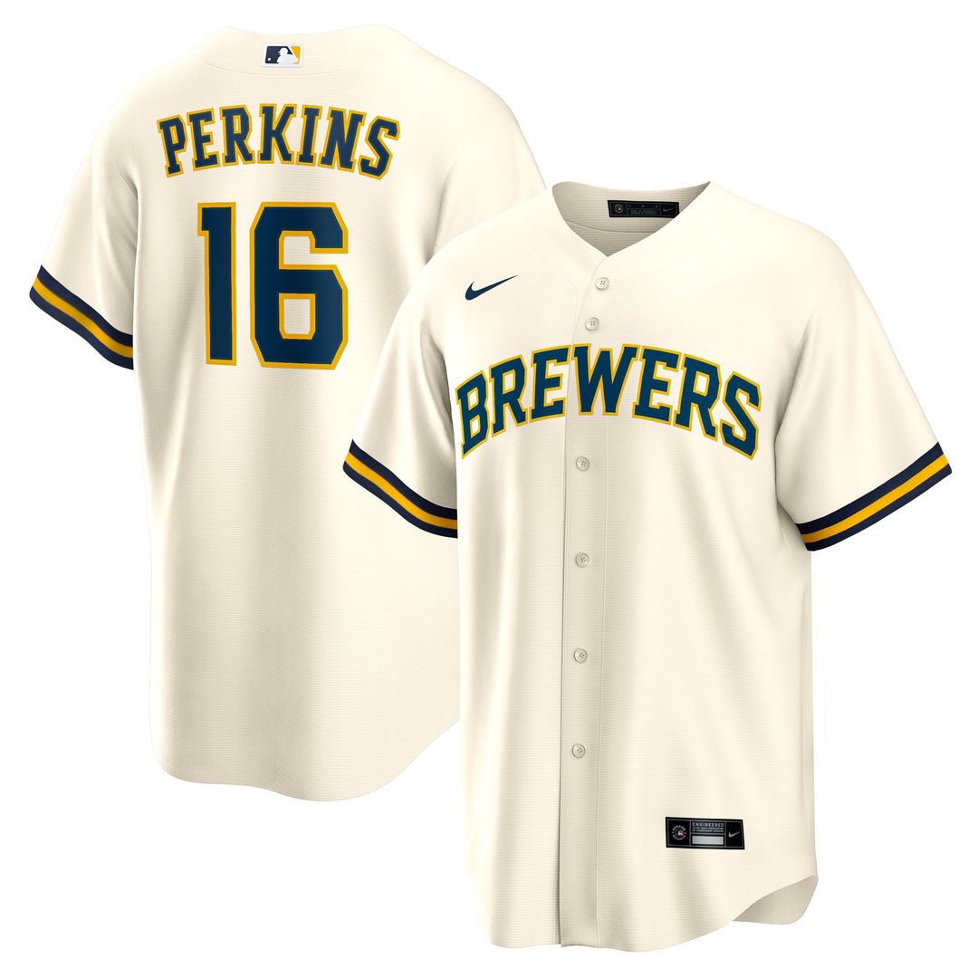 Milwaukee Brewers Blake Perkins Home Replica Jersey — Cream