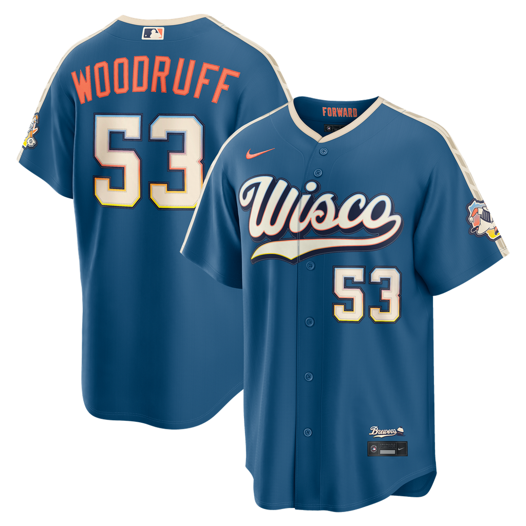 Milwaukee Brewers Brandon Woodruff 2026 City Connect Stadium Jersey — Mineral Blue