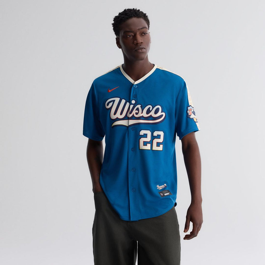 Milwaukee Brewers Christian Yelich 2026 City Connect Stadium Jersey — Mineral Blue