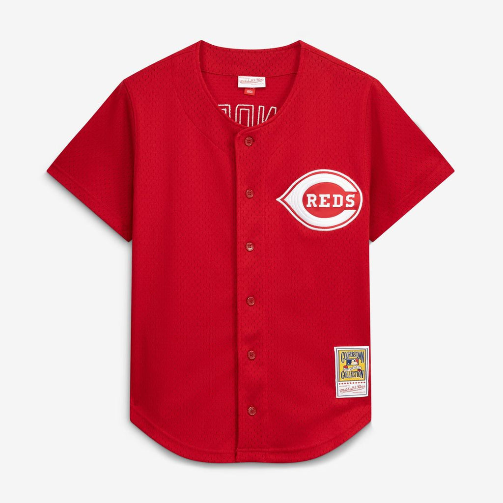 Cincinnati Reds Deion Sanders Cooperstown Mesh Batting Practice Button-Up Jersey — Red
