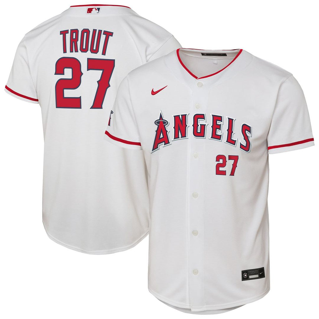 Los Angeles Angels Mike Trout Youth Home Stadium Jersey — White