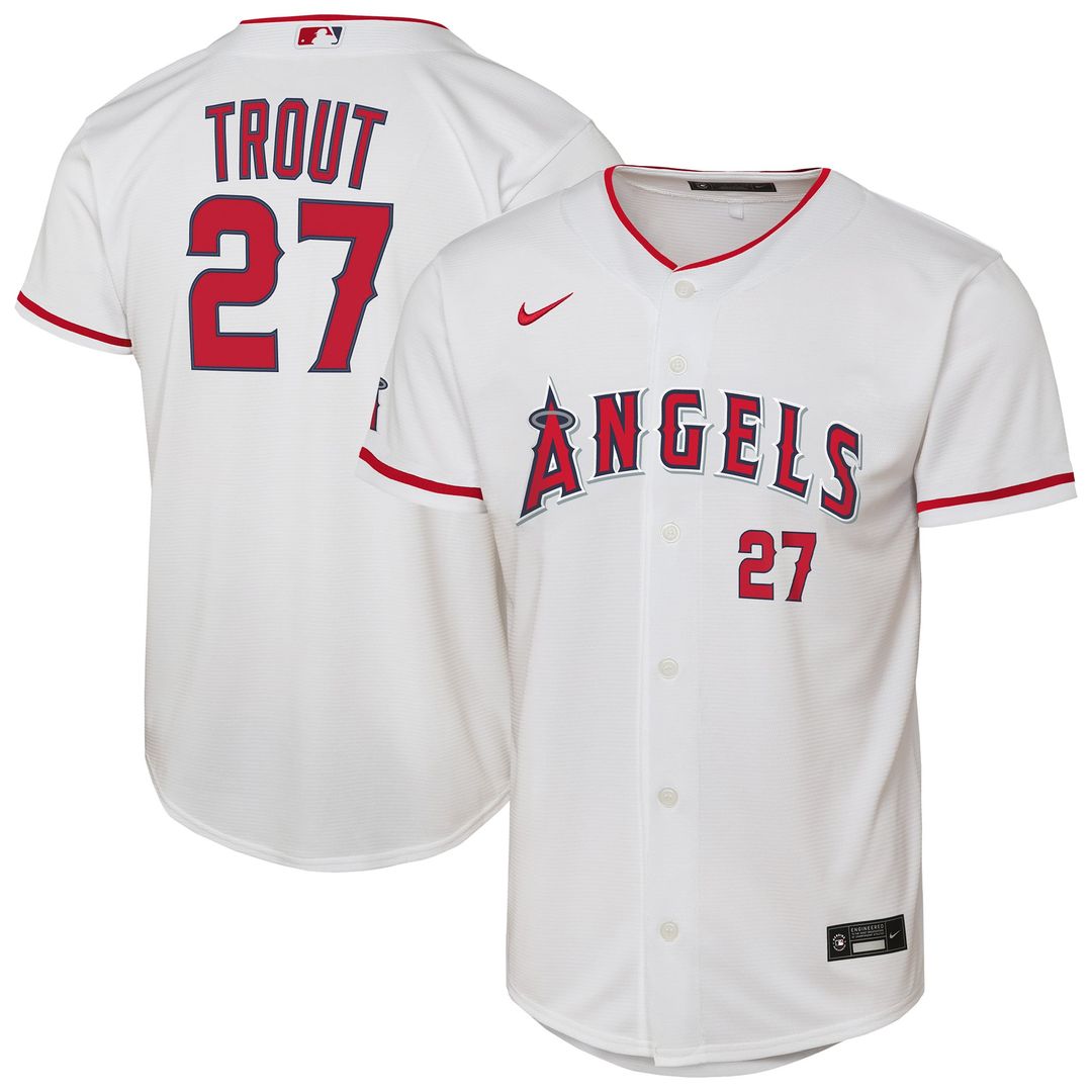 Los Angeles Angels Mike Trout Youth Home Stadium Jersey — White