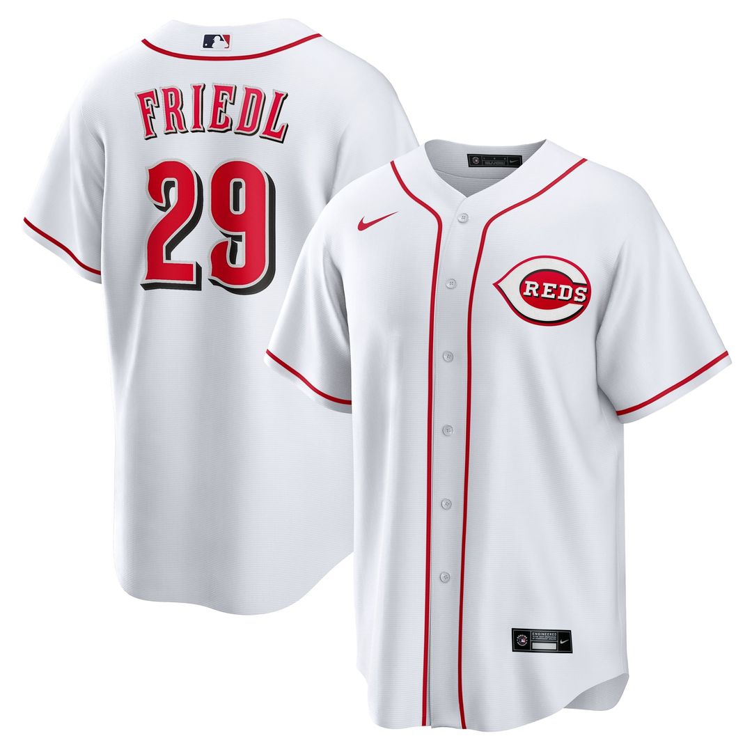 Cincinnati Reds TJ Friedl Home Replica Jersey — White
