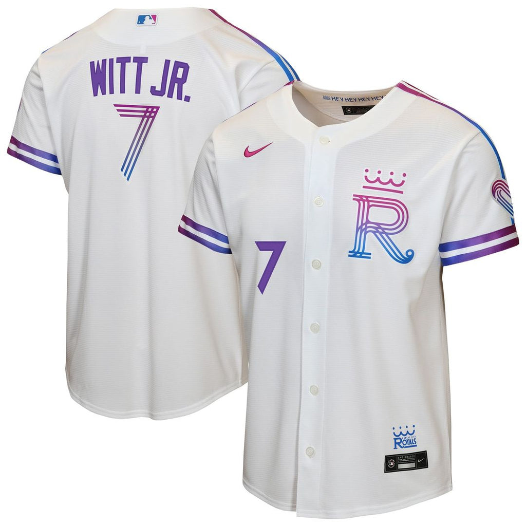 Kansas City Royals Bobby Witt Jr. Youth 2026 City Connect Stadium Jersey — White