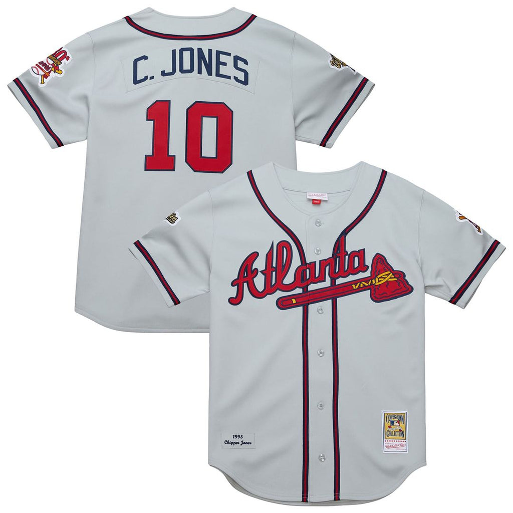 Atlanta Braves Chipper Jones 1995 Throwback Authentic Jersey — Gray