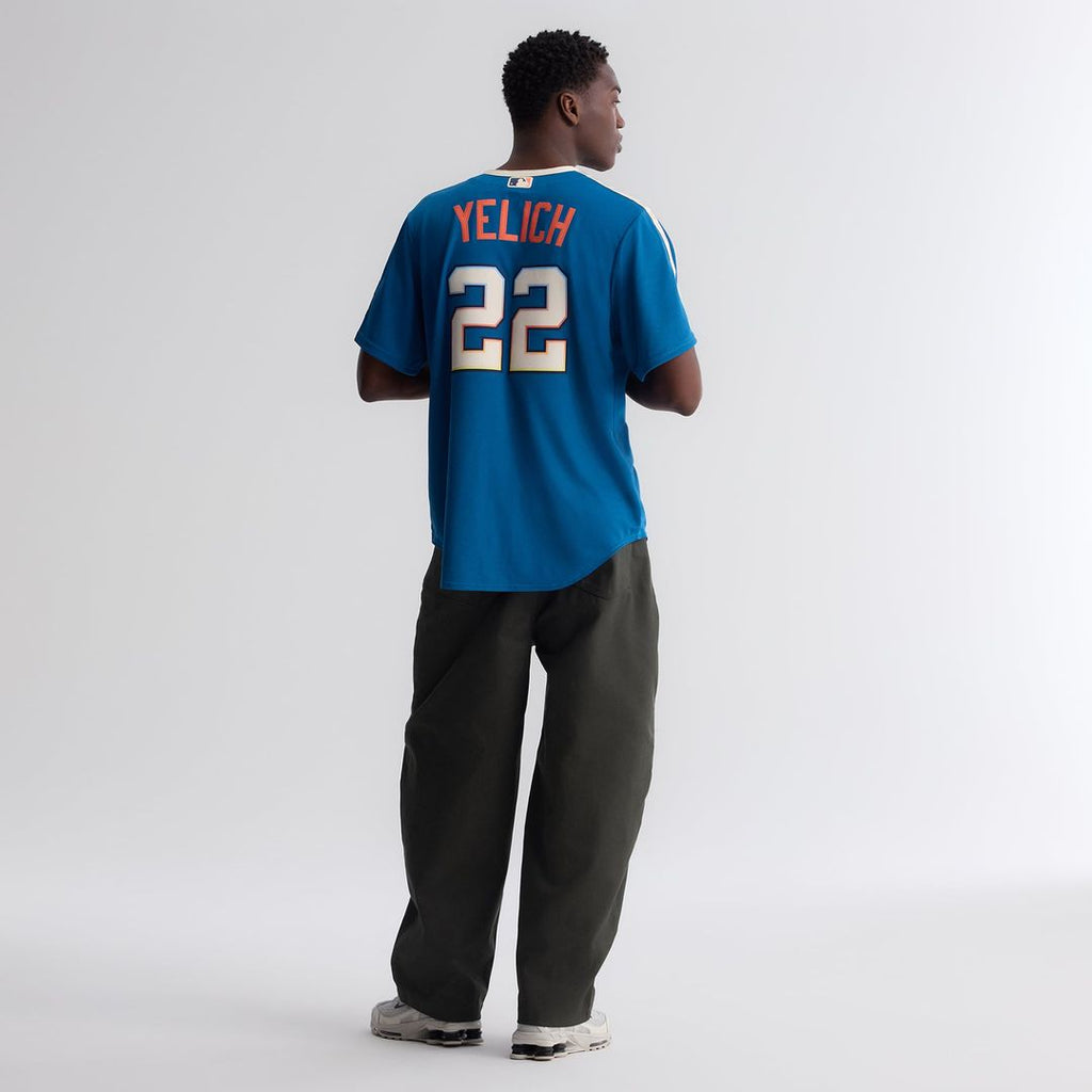 Milwaukee Brewers Christian Yelich 2026 City Connect Stadium Jersey — Mineral Blue