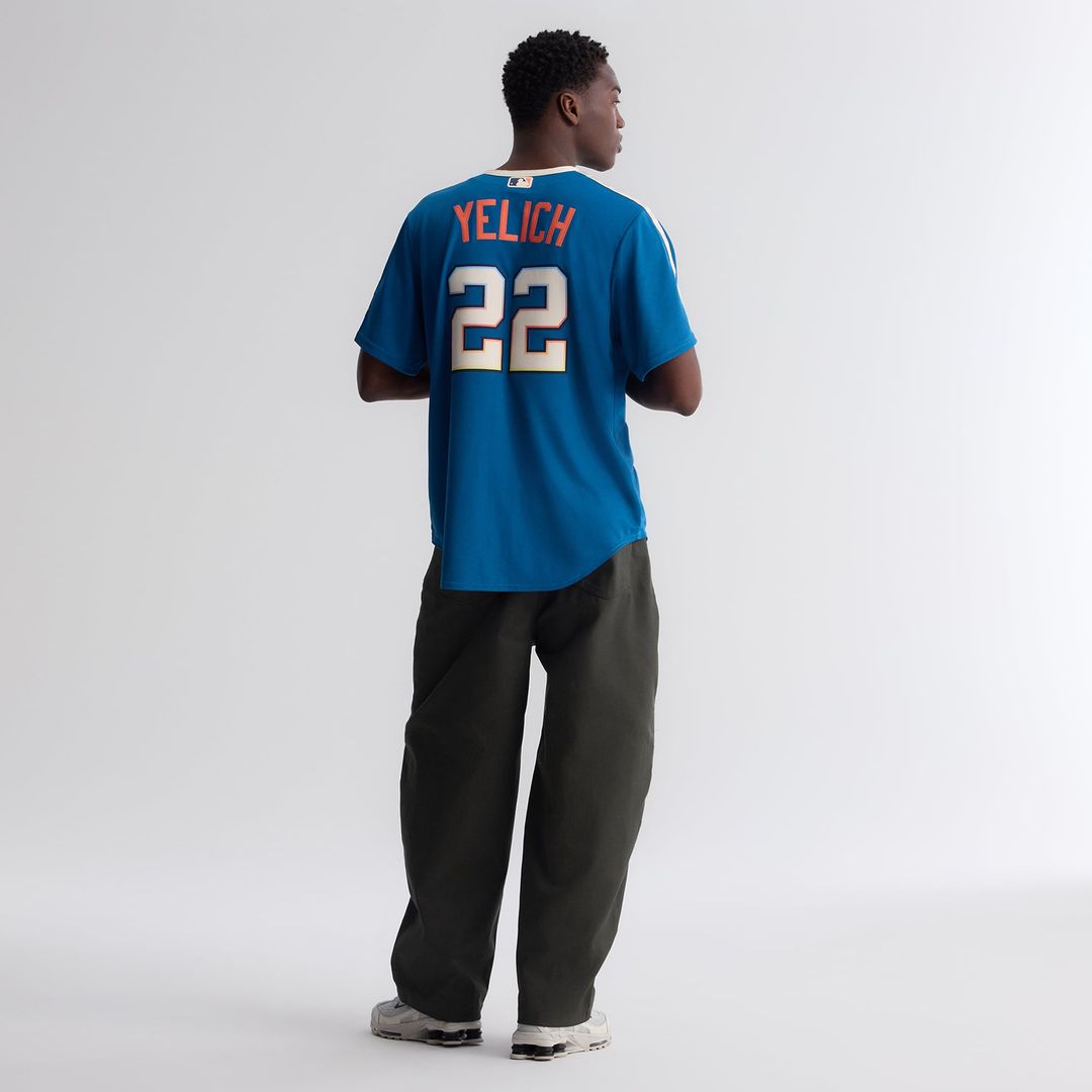 Milwaukee Brewers Christian Yelich 2026 City Connect Stadium Jersey — Mineral Blue