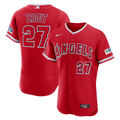 Los Angeles Angels Mike Trout Alternate Authentic Sponsor Patch Jersey — Red