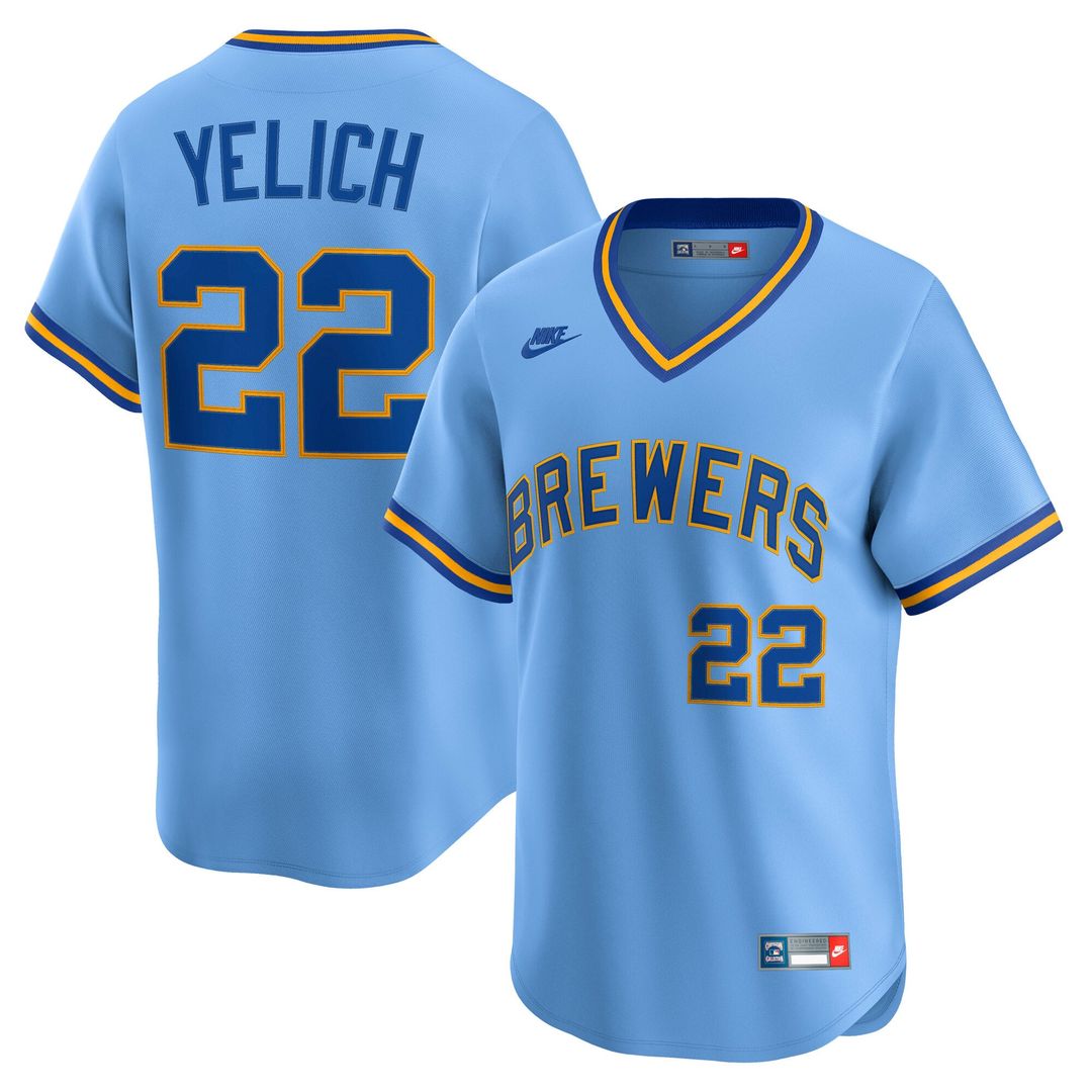Milwaukee Brewers Christian Yelich Cooperstown Limited Jersey — Powder Blue
