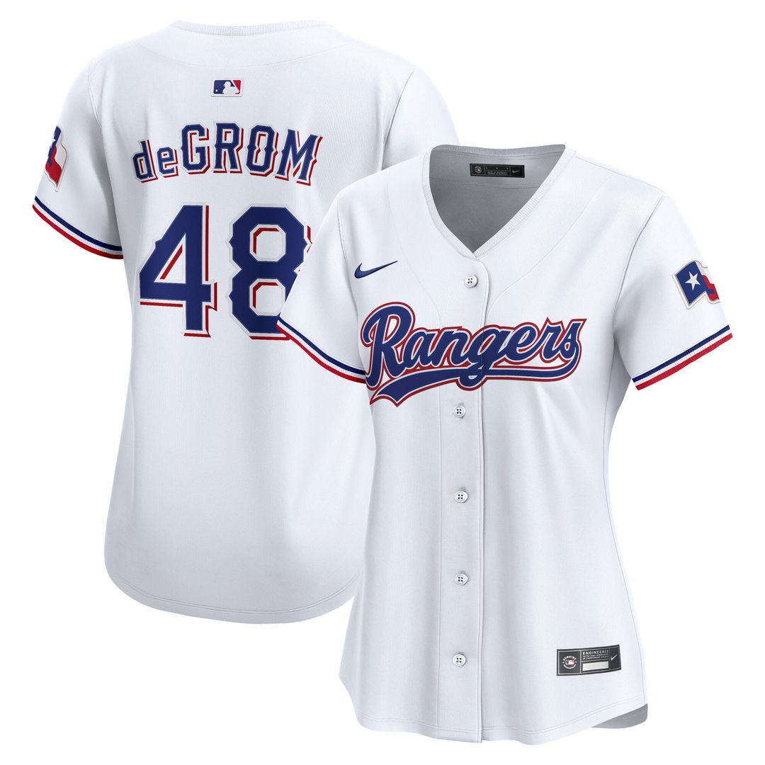 Texas Rangers Jacob deGrom Women's Home Limited Jersey — White