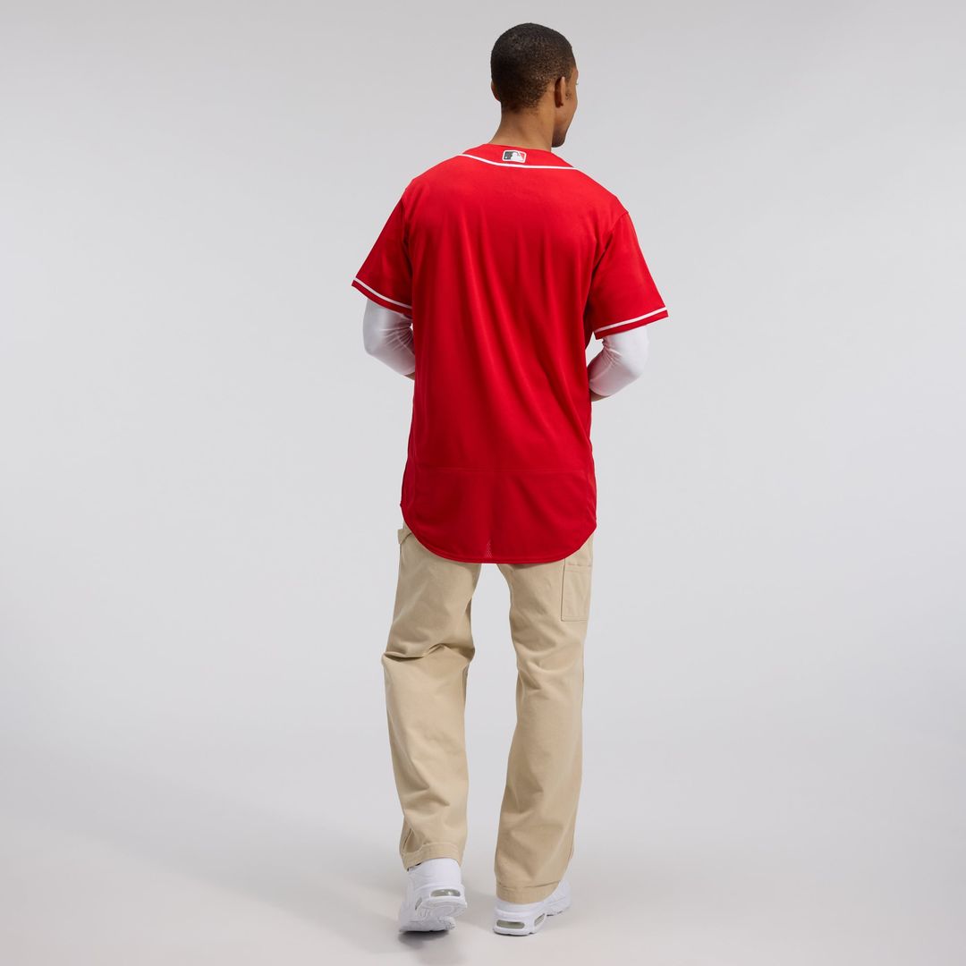 Cincinnati Reds Alternate Authentic Team Logo Jersey — Scarlet