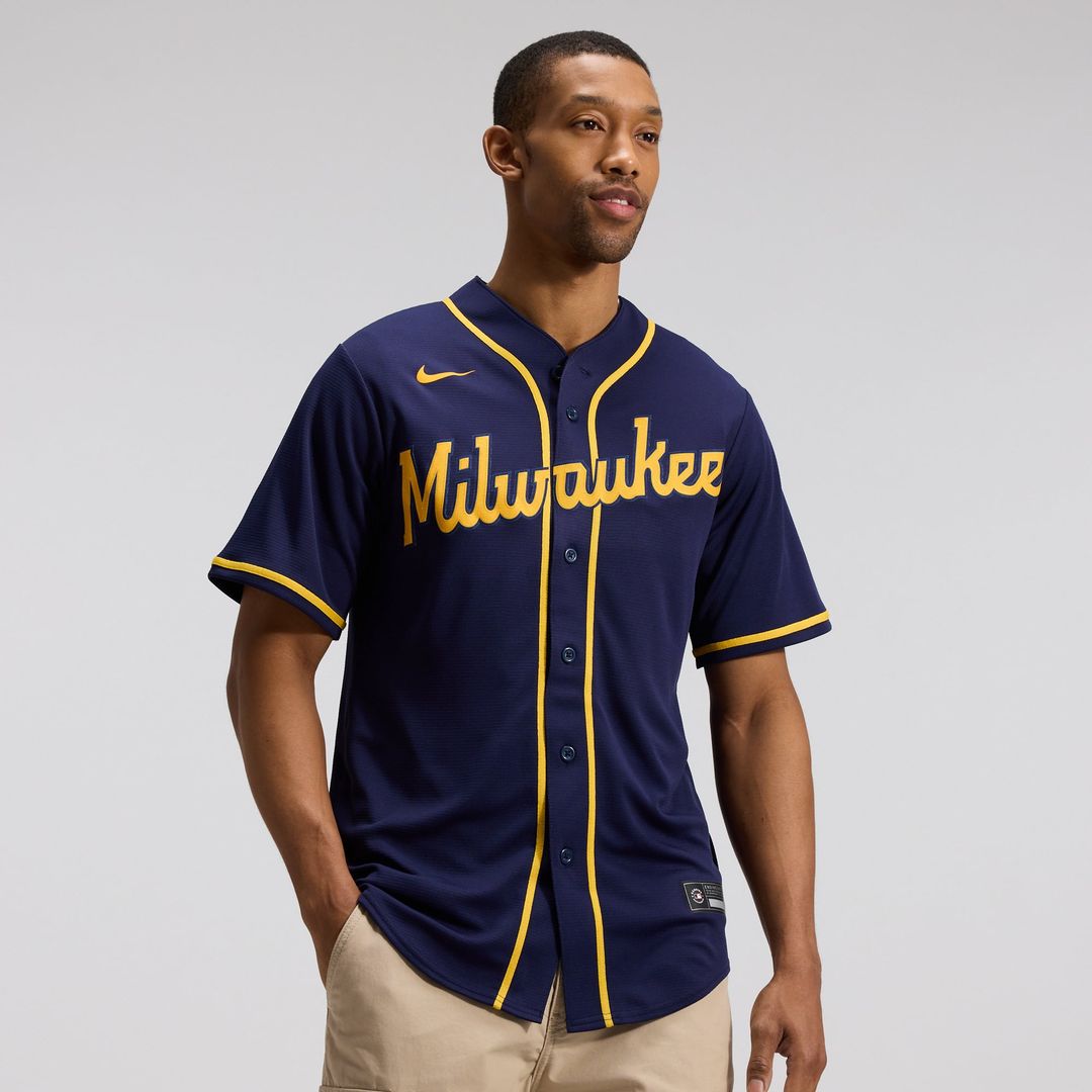 Milwaukee Brewers Alternate Replica Team Jersey — Navy