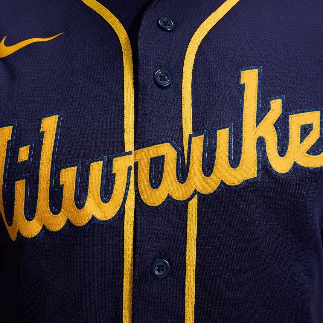 Milwaukee Brewers Alternate Replica Team Jersey — Navy
