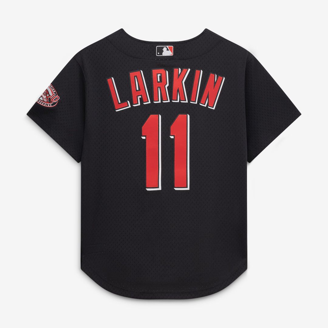 Cincinnati Reds Barry Larkin Throwback Cooperstown Mesh Batting Practice Jersey — Red