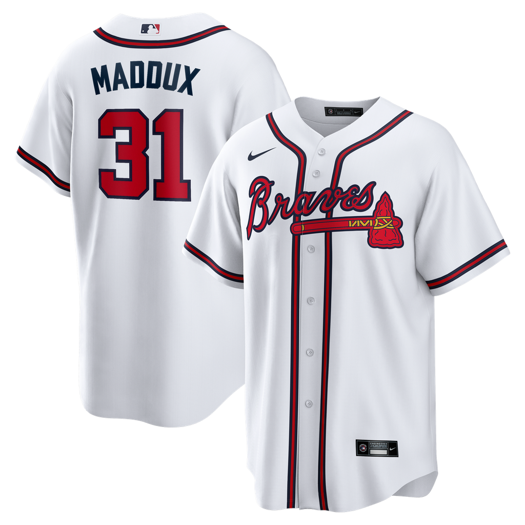 Atlanta Braves Greg Maddux Home Retired Replica Jersey — White