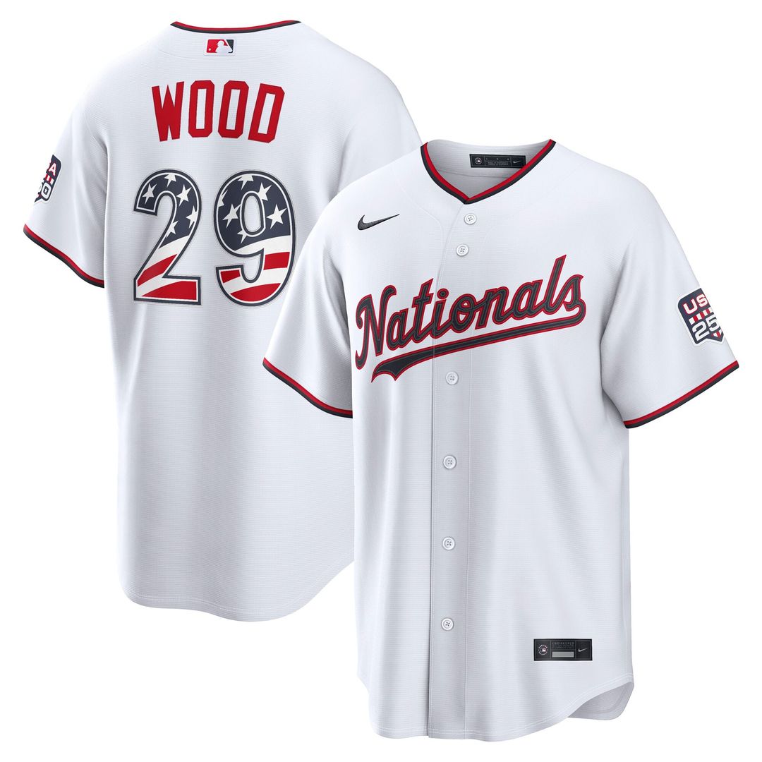 Washington Nationals James Wood USA 250 Fourth of July Home Stadium Jersey — White