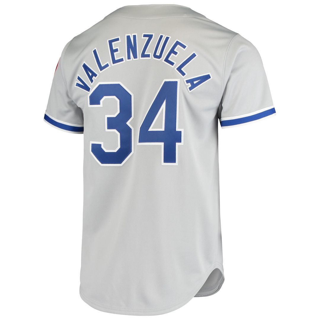Los Angeles Dodgers Fernando Valenzuela Road 1981 Cooperstown Authentic Jersey — Gray