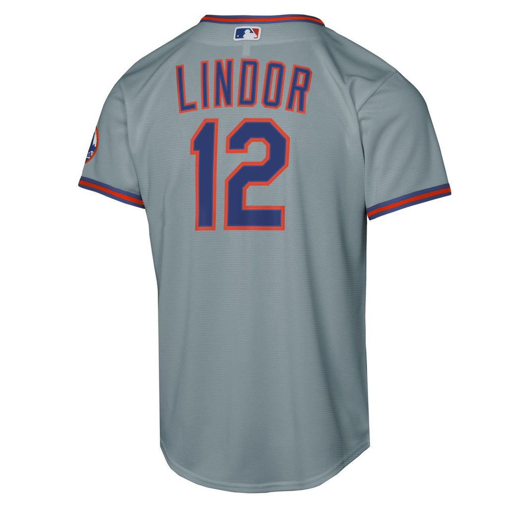 New York Mets Francisco Lindor Youth Road Stadium Jersey — Gray
