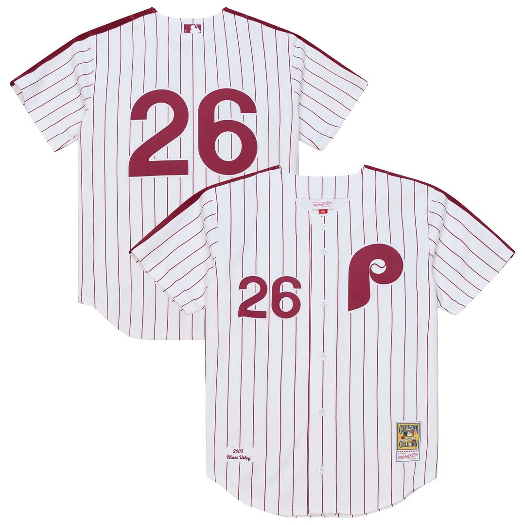 Philadelphia Phillies Chase Utley 2003 Cooperstown Authentic Jersey — White