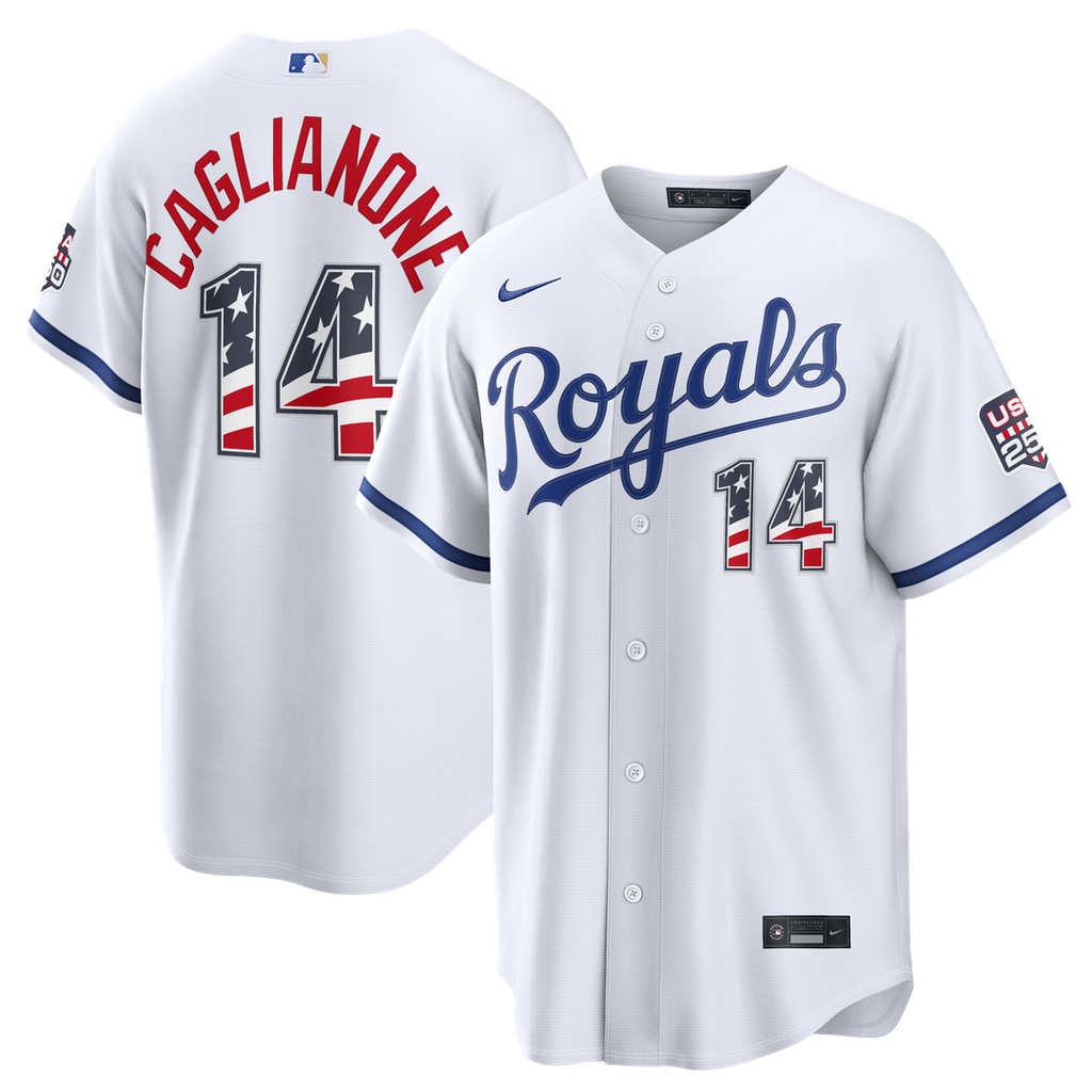 Kansas City Royals Jac Caglianone USA 250 Fourth of July Home Stadium Jersey — White