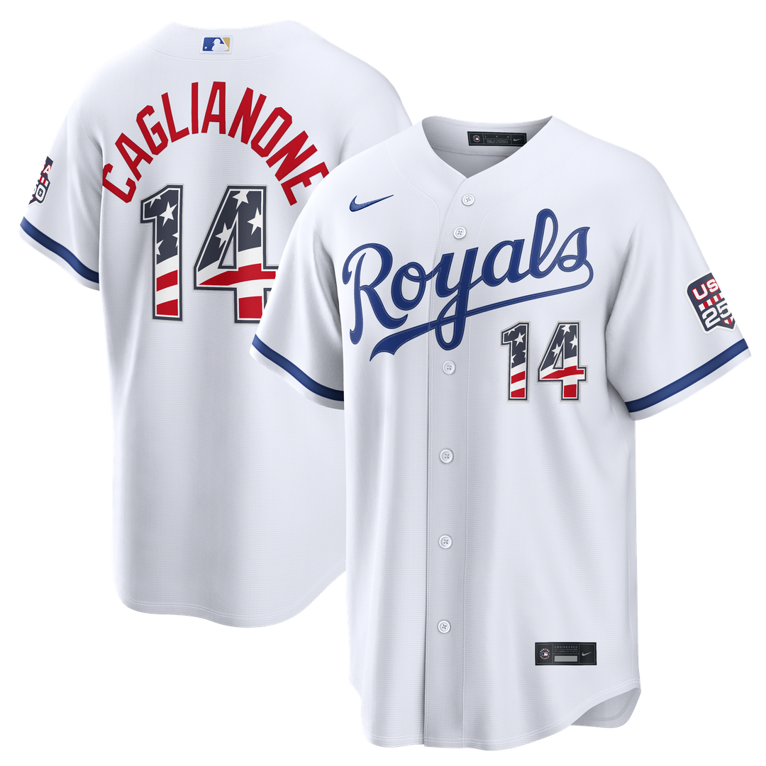 Kansas City Royals Jac Caglianone USA 250 Fourth of July Home Stadium Jersey — White
