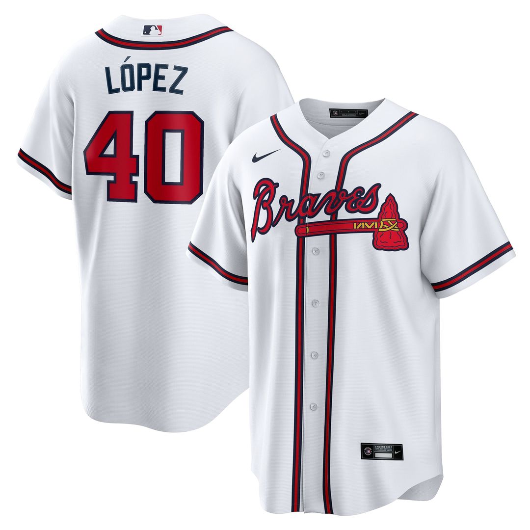 Atlanta Braves Reynaldo Lopez Home Replica Jersey — White